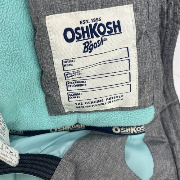 oshkosh b'gosh 24 Month Winter Coat Jacket Hooded Faux Fur Fleece Line Gray Teal - Picture 6 of 7
